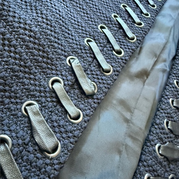 L’AGENCE Devereux Women's Navy Blue Lace-Up Bouclé Blazer Jacket Size 8 - Picture 7 of 12